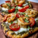 Pesto Shrimp Flatbread with Mozzarella