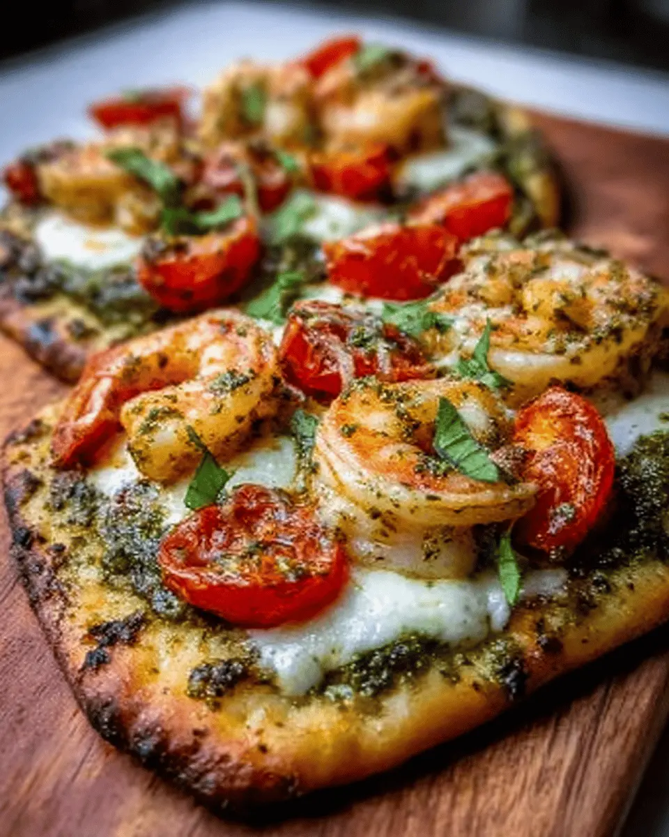 Pesto Shrimp Flatbread: Easy Mozzarella Delight for Dinner