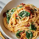 Spaghetti & Spinach with Sun-Dried Tomato Cream Sauce