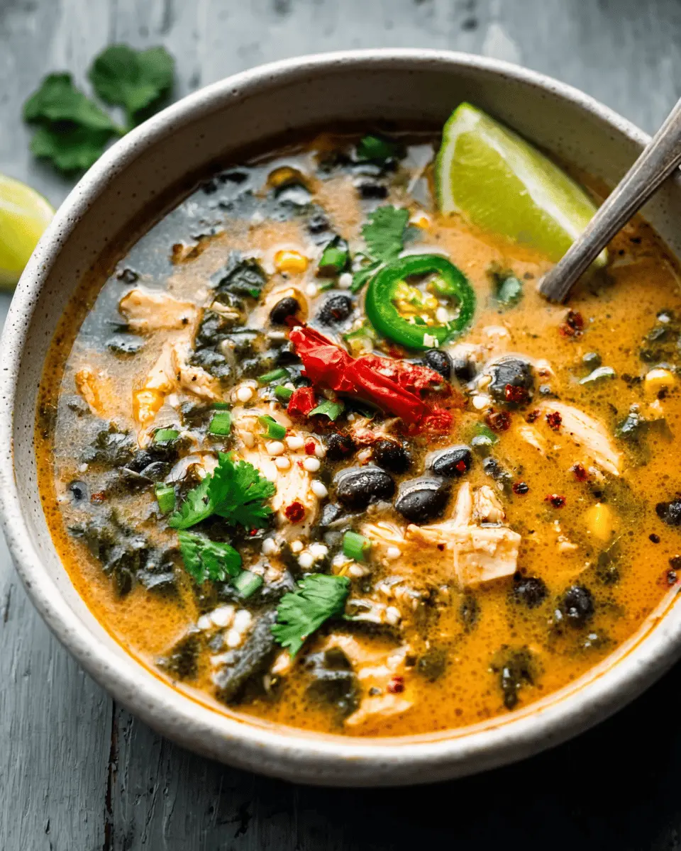 Smoky Poblano Chicken & Black Bean Soup