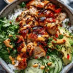 Spicy Honey-Ginger Chicken Bowls with Yum Yum Sauce