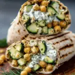 Grilled Zucchini & Feta Chickpea Wrap with Herbed Yogurt