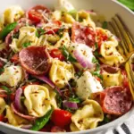Italian Tortellini Pasta Salad with Salami and Mozzarella