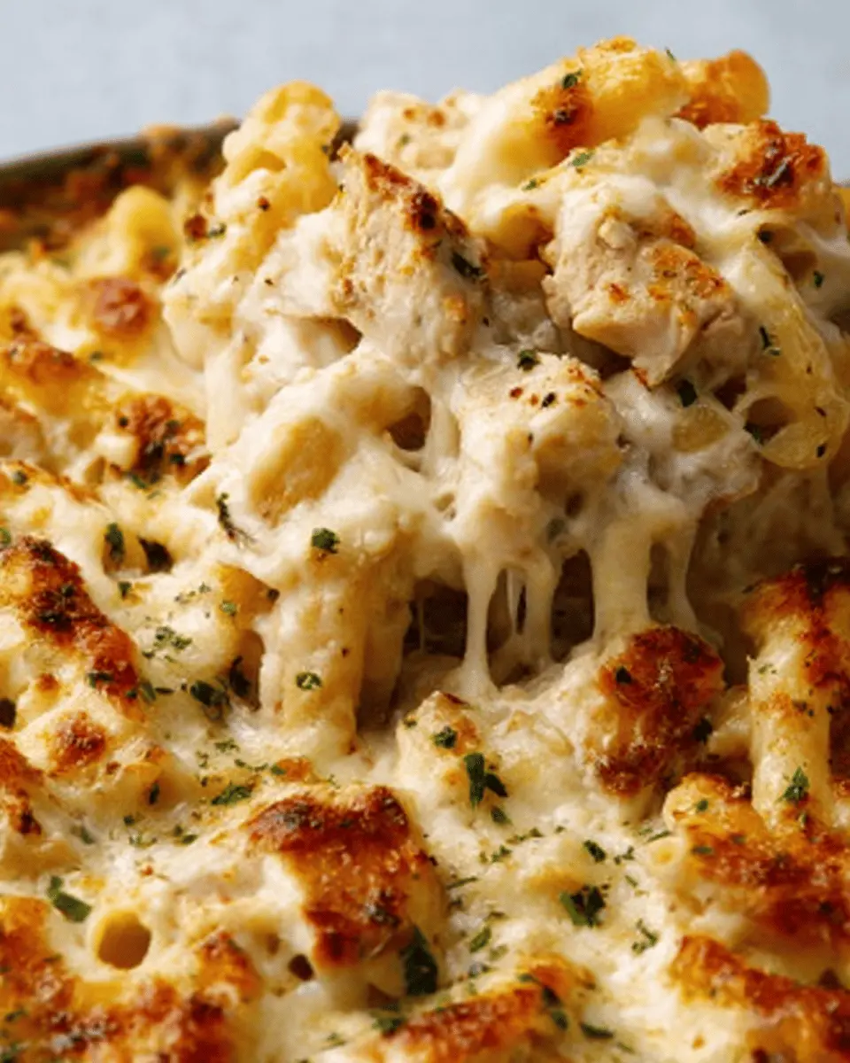 Chicken Alfredo Bake with Turkey Bacon: A Comforting Delight