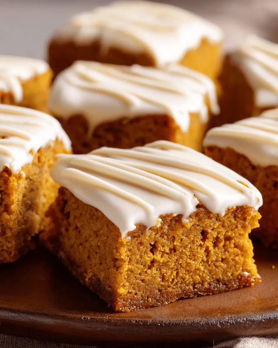 Pumpkin Bars with Pumpkin Spice Cream Cheese Drizzle