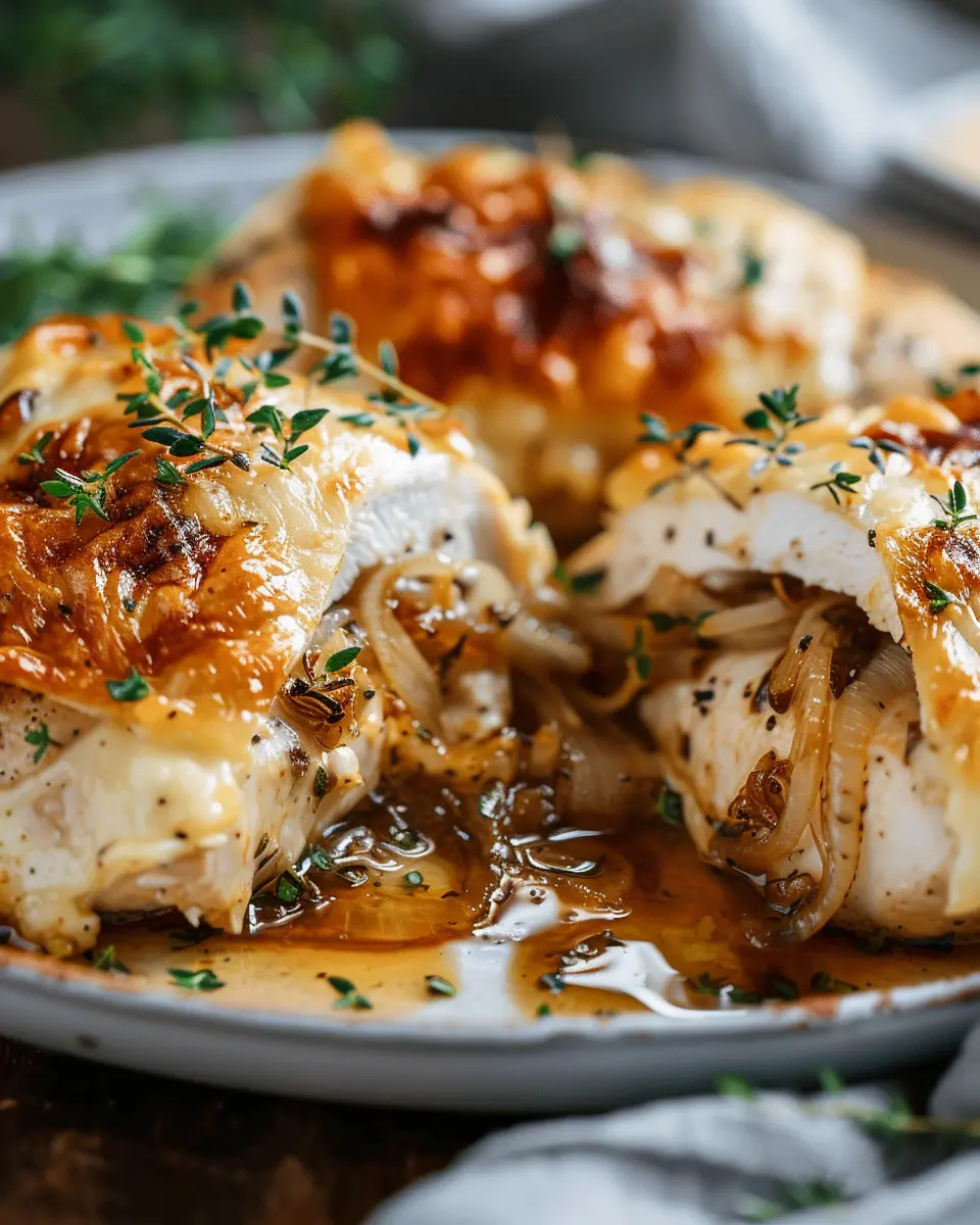 French Onion Stuffed Chicken Breasts Recipe with Turkey Bacon Delight
