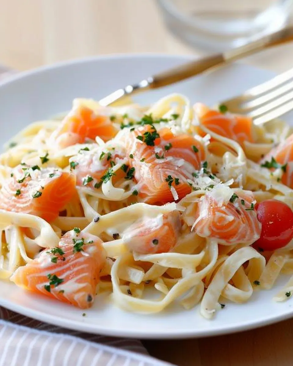 Creamy Smoked-Salmon Pasta with Turkey Bacon: A Flavorful Delight