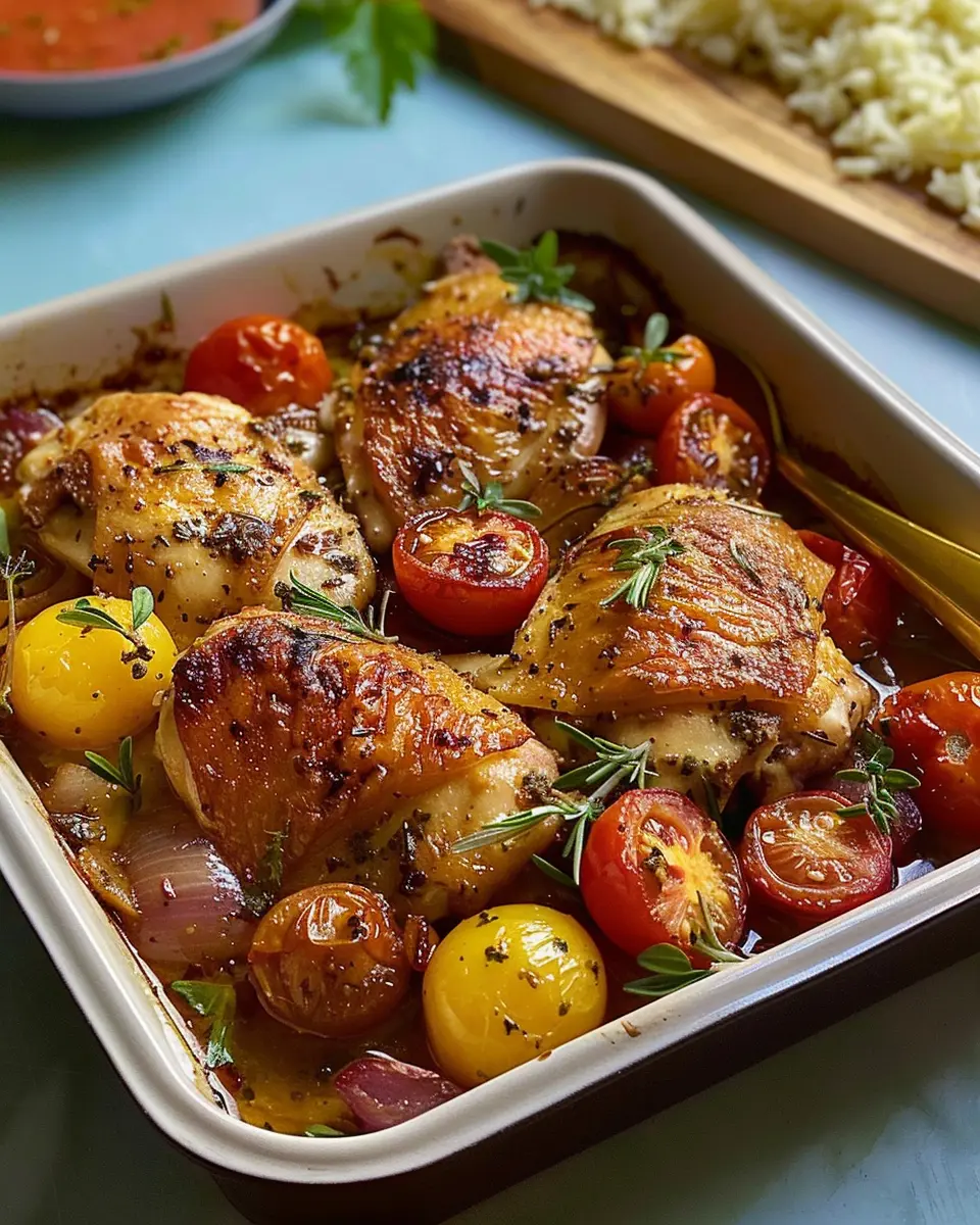 Orange-Garlic Chicken: Juicy Delight with Burst Tomatoes