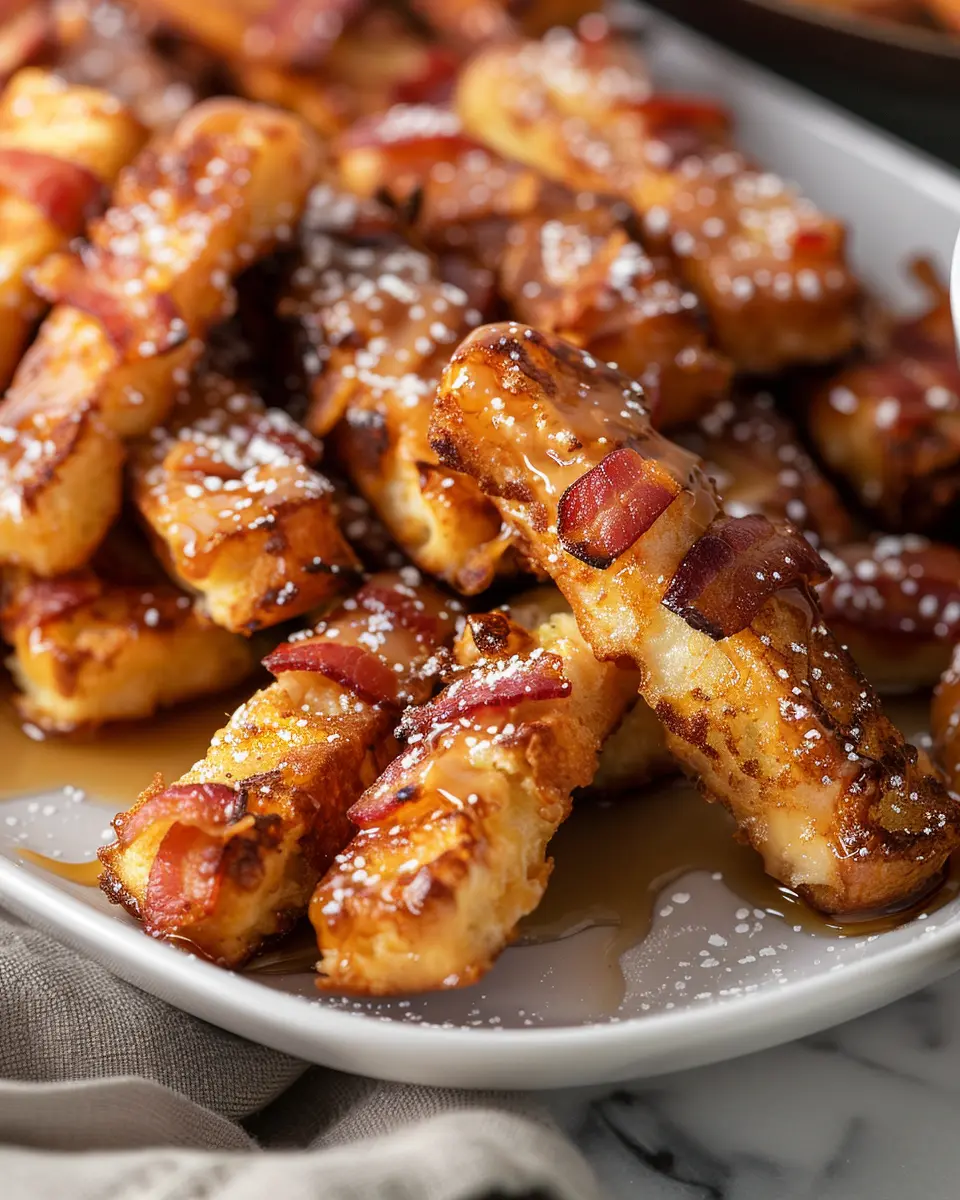 Air Fryer Turkey Bacon Maple French Toast Sticks Made Easy