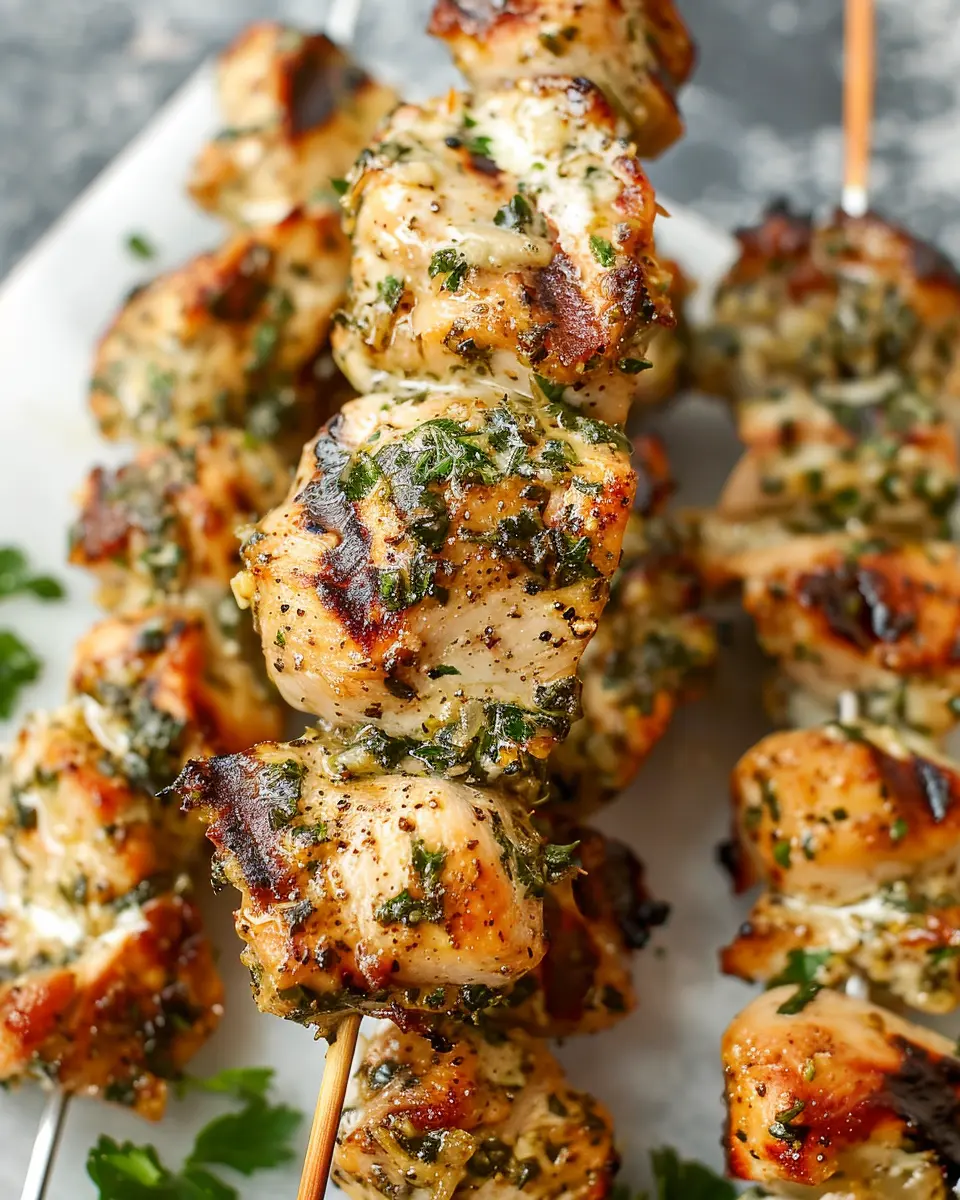 Grilled Ranch Garlic Parmesan Chicken Skewers for Juicy Summer Flavor