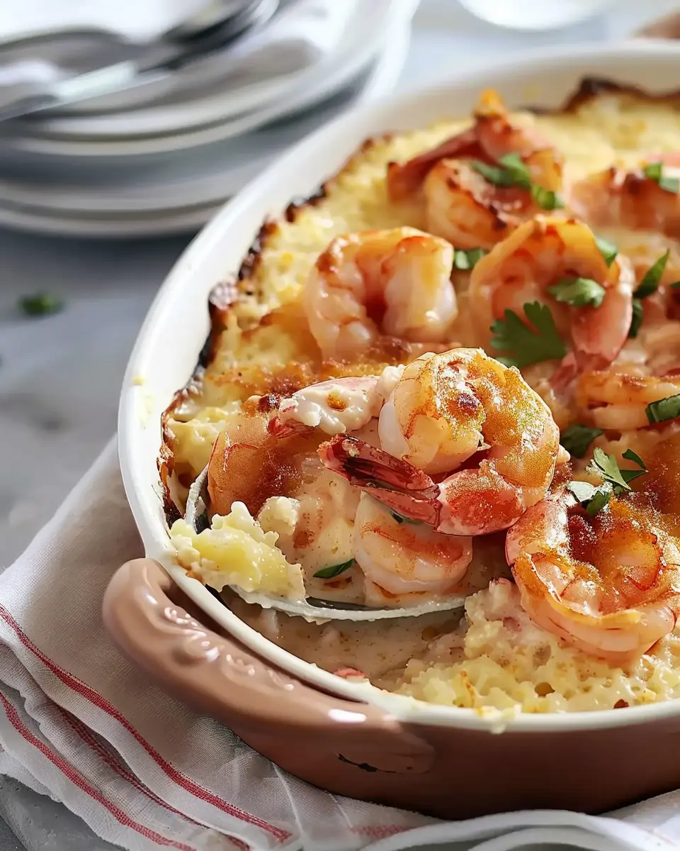 Shrimp and grits casserole: A creamy indulgence with turkey bacon