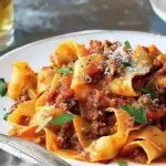 Slow-Cooker Bolognese Sauce over Pappardelle Pasta Recipe