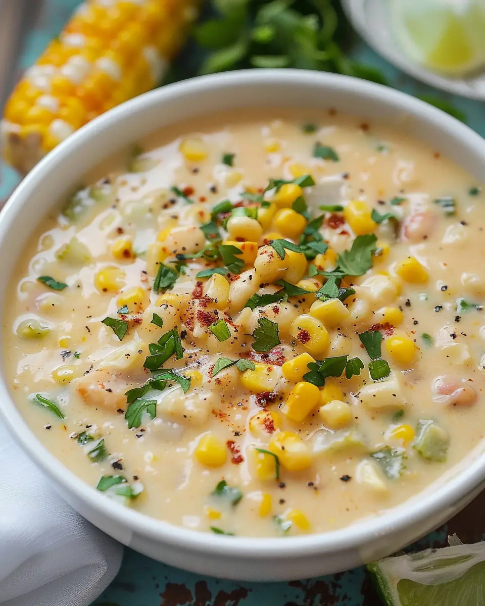 Easy Corn Chowder with Turkey Bacon and Chicken Ham Twist