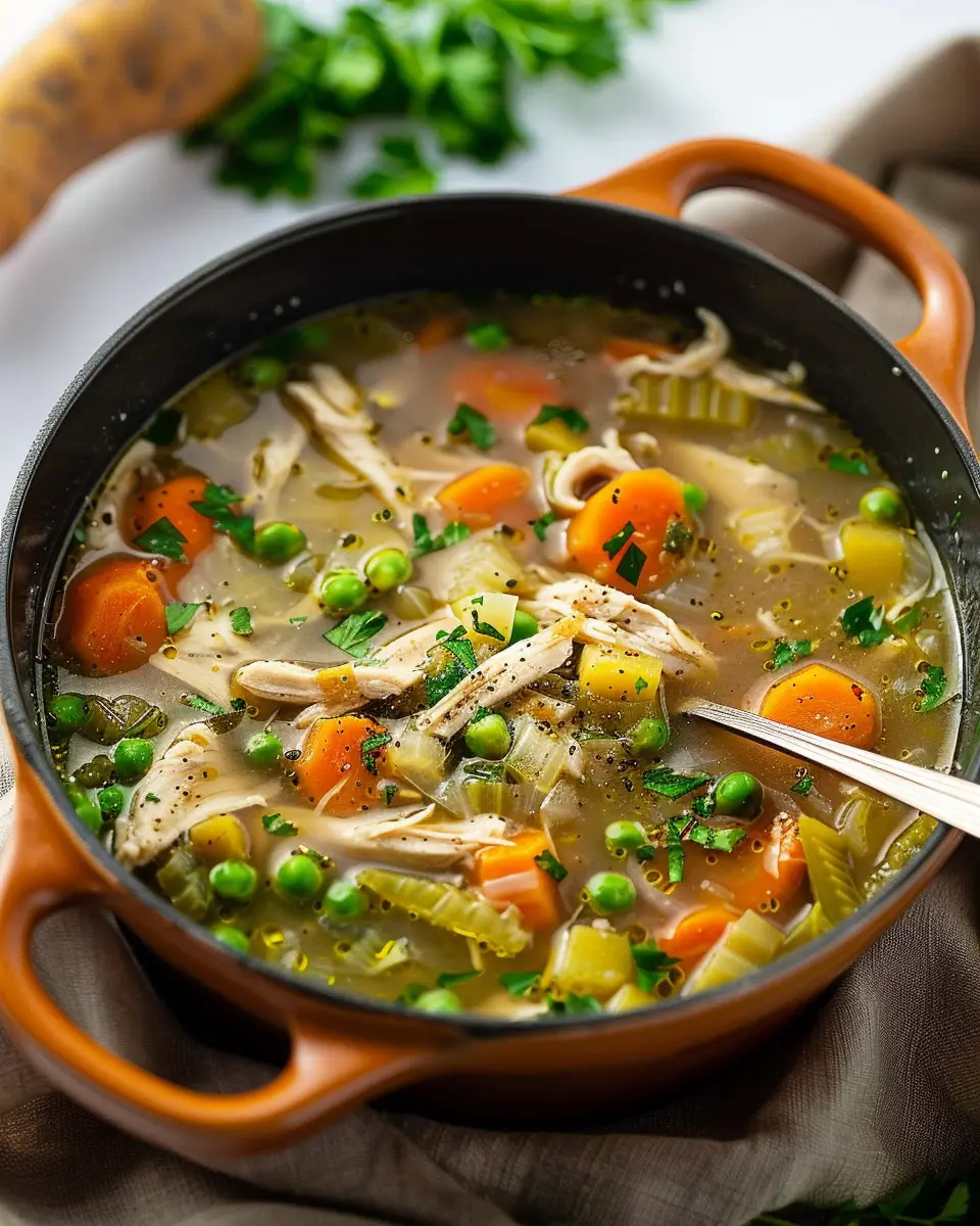 Chicken and Vegetable Soup: Easy Comfort with Turkey Bacon Delight