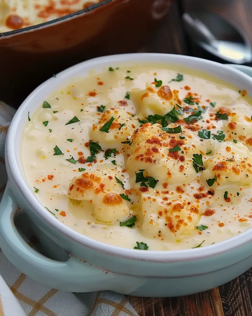 Simple Cheesy Cauliflower Soup