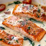 Tuscan Salmon with Parmesan Cream Sauce