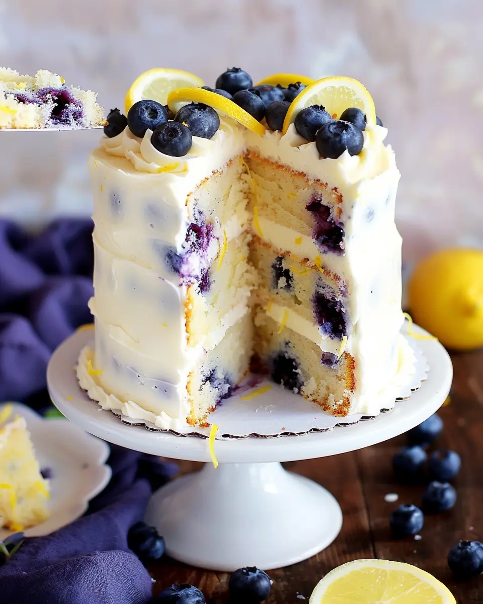 Lemon Blueberry Cake with Lemon Cream Cheese Buttercream