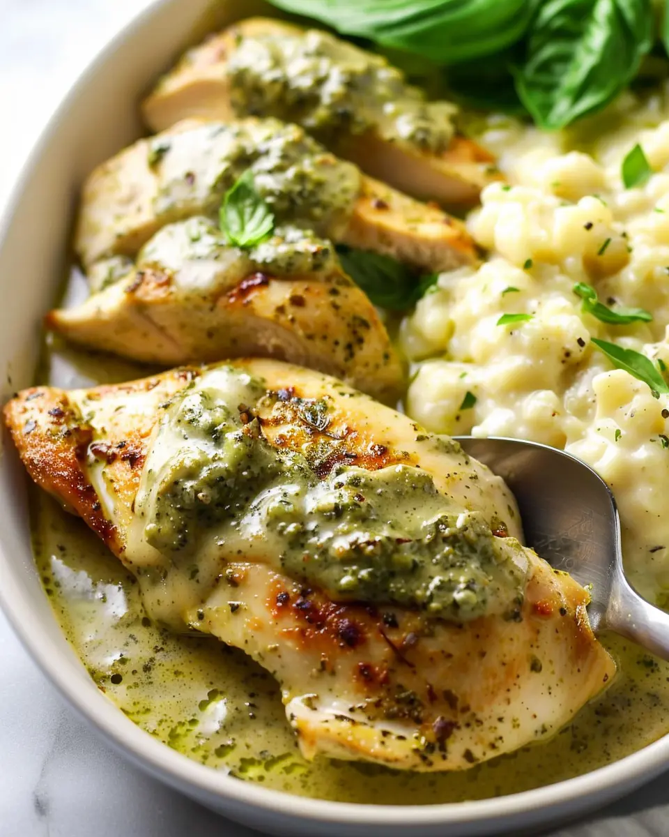 Creamy Pesto Chicken with Turkey Bacon: A Delightfully Easy Dish