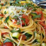 Summery tomato zucchini pasta