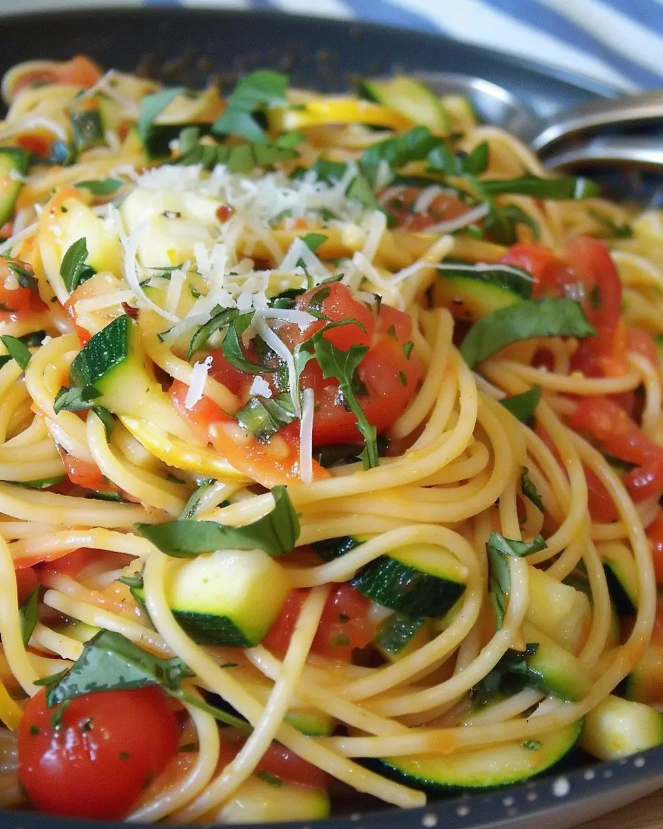 Summery tomato zucchini pasta
