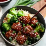 Sticky Mongolian Meatballs and Broccoli