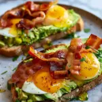 Avocado, Bacon and Egg Toasts with Hot Honey