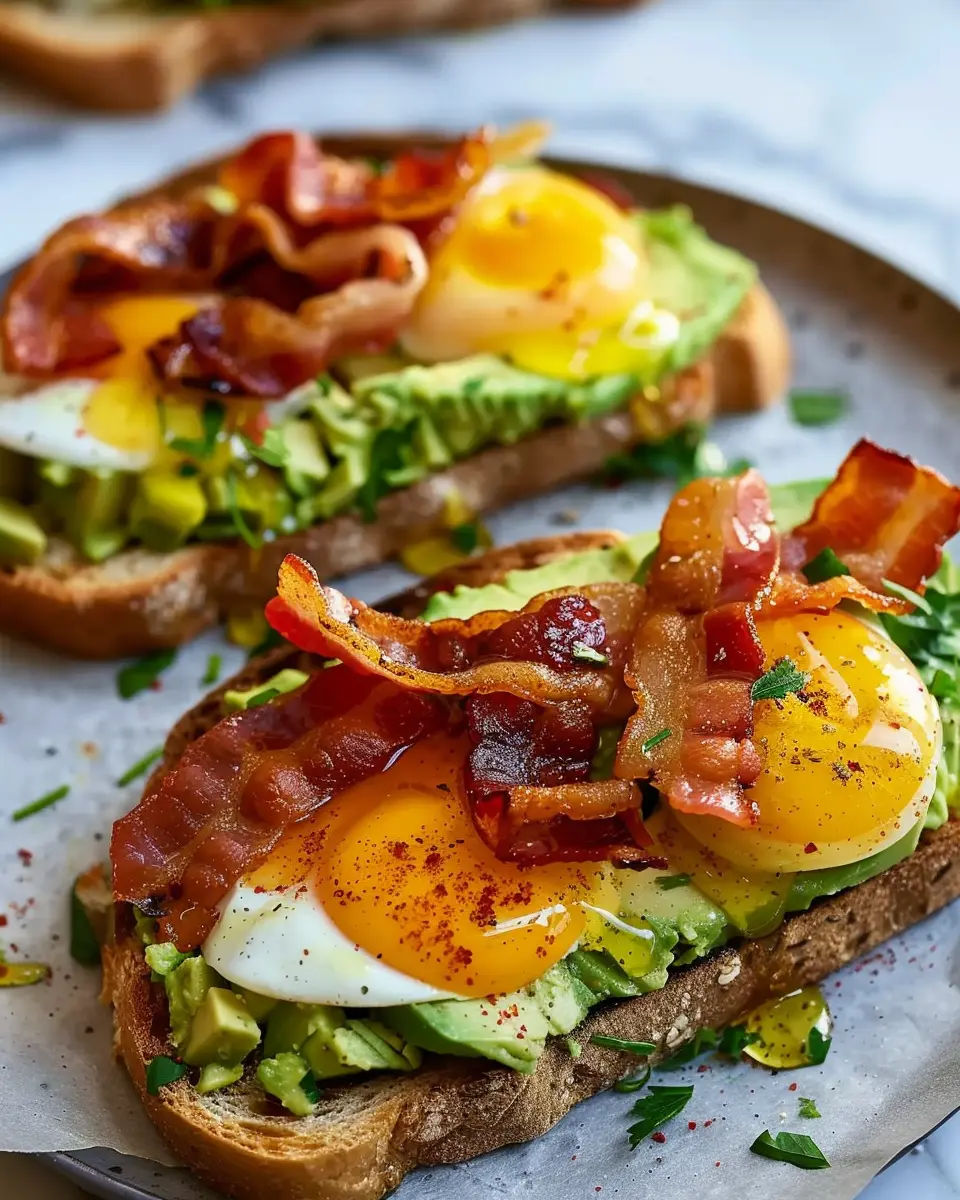 Avocado, Bacon and Egg Toasts with Hot Honey: Indulgent Breakfast Bliss