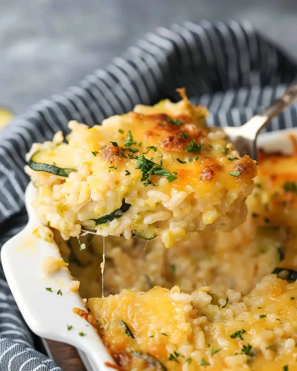 Cheesy Rice Casserole with Zucchini: Easy Turkey Bacon Delight