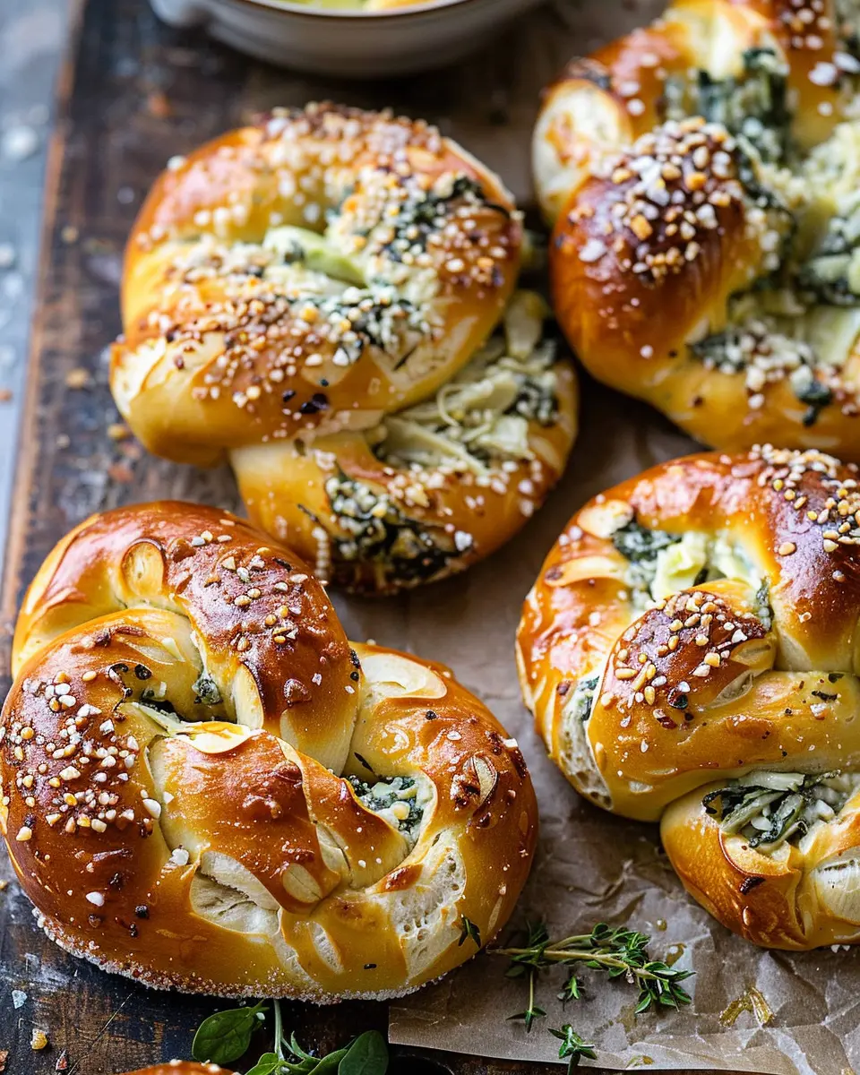 Spinach and Artichoke Stuffed Soft Pretzels: Easy Indulgence at Home
